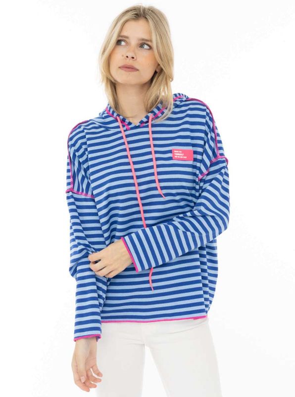 2016BL leichter Stripe Hoodie kornblau ZWILLINGSHERZ