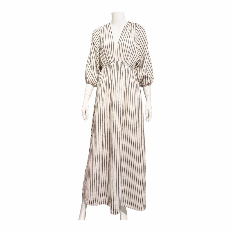 84642 feminines Stripe Kleid brown offwhite MARTA DU CHATEAU 84642 feminines Stripe Kleid brown offwhite MARTA DU CHATEAU