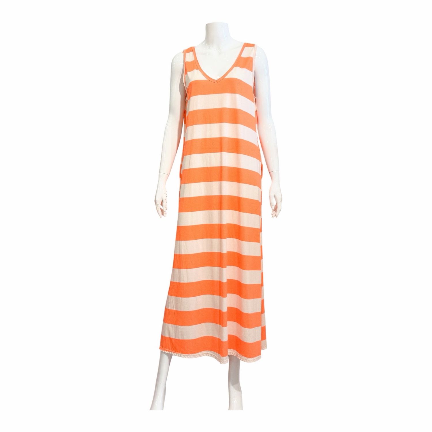 01888 Sommerliches luftiges Stripekleid orange sand BODY TOUCH 01888 Sommerliches luftiges Stripekleid orange sand BODY TOUCH