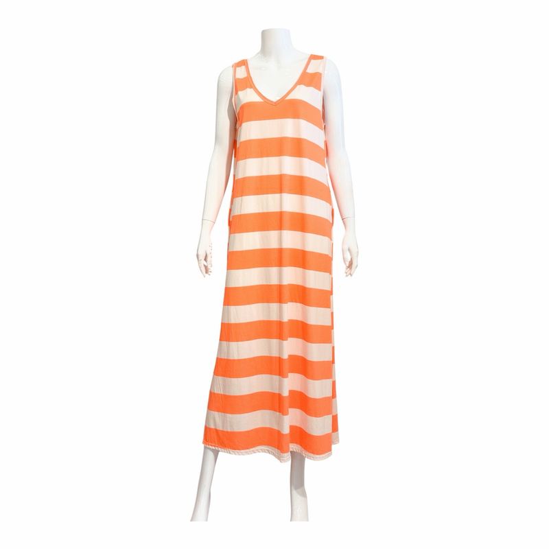 01888 Sommerliches luftiges Stripekleid orange sand BODY TOUCH