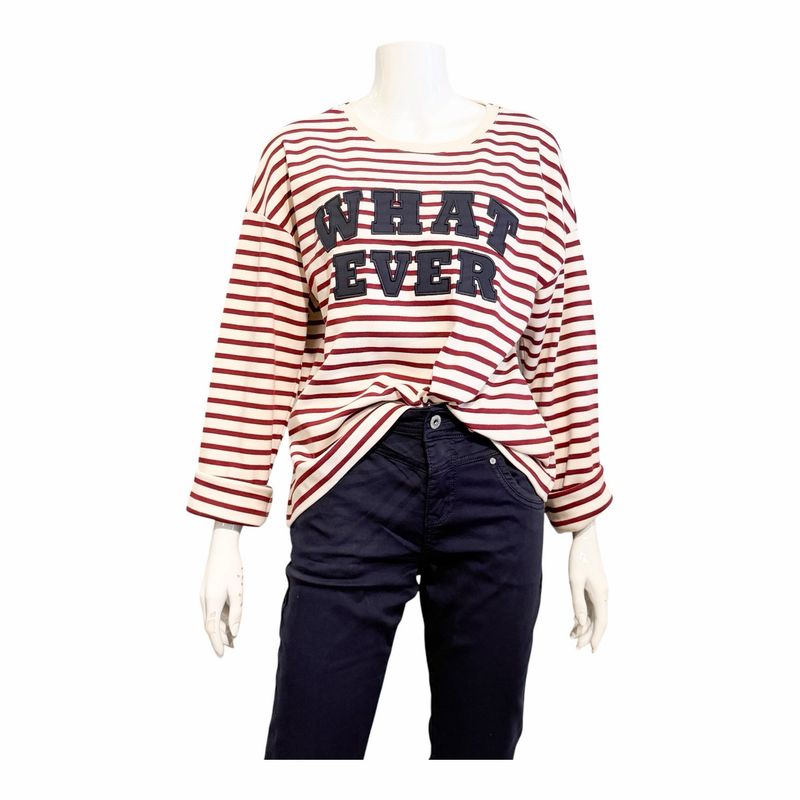51756 leichtes Stripe Strickshirt bordeaux ecru THE SHIRT PROJECT 51756 leichtes Stripe Strickshirt bordeaux ecru THE SHIRT PROJECT