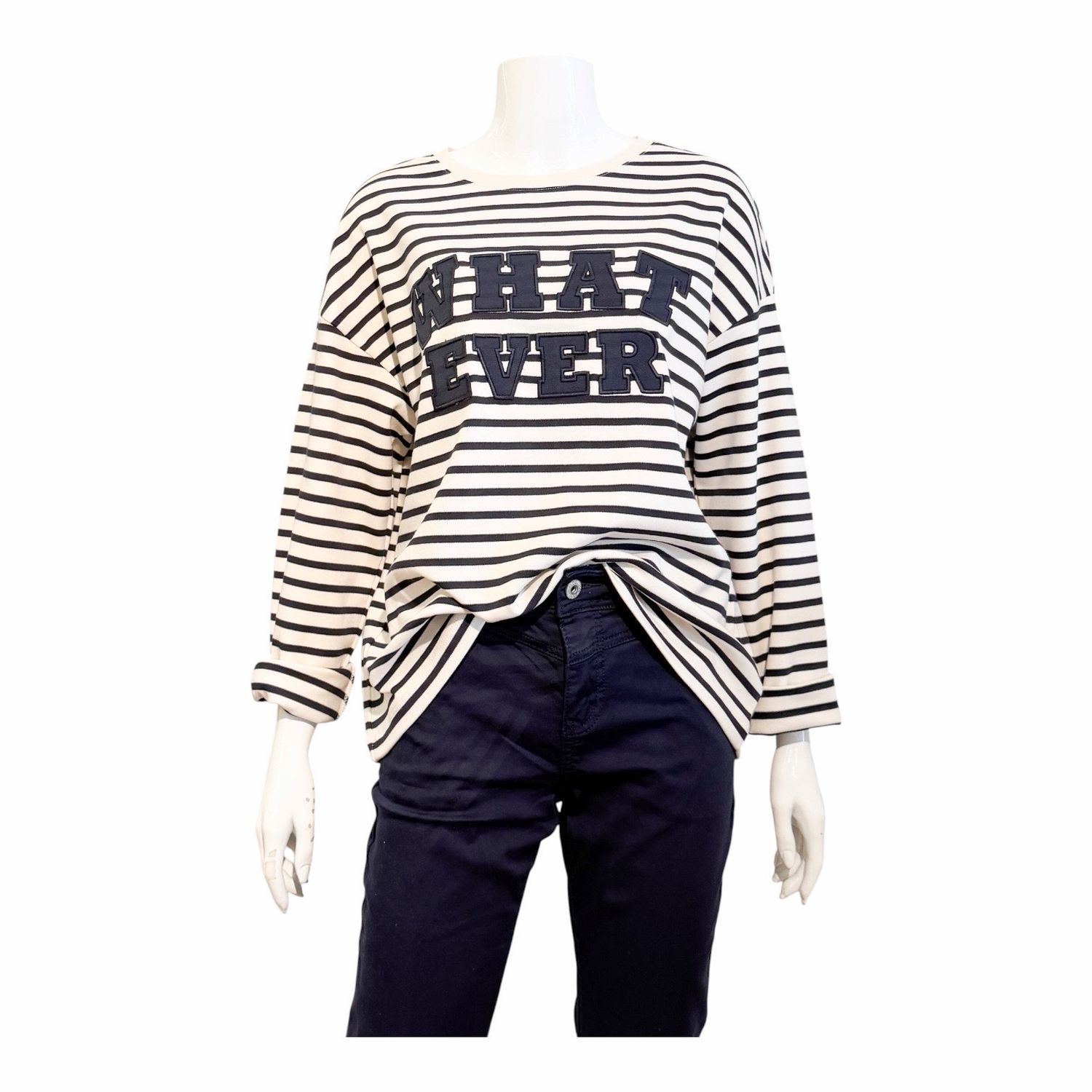 51756 leichtes Stripe Strickshirt navy ecru THE SHIRT PROJECT