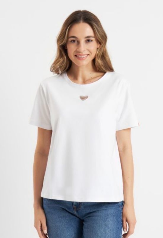 266238 Basicshirt mit silbernem Herz Logo weiss FRIEDA&FREDDIES 266238 Basicshirt mit silbernem Herz Logo weiss FRIEDA&FREDDIES