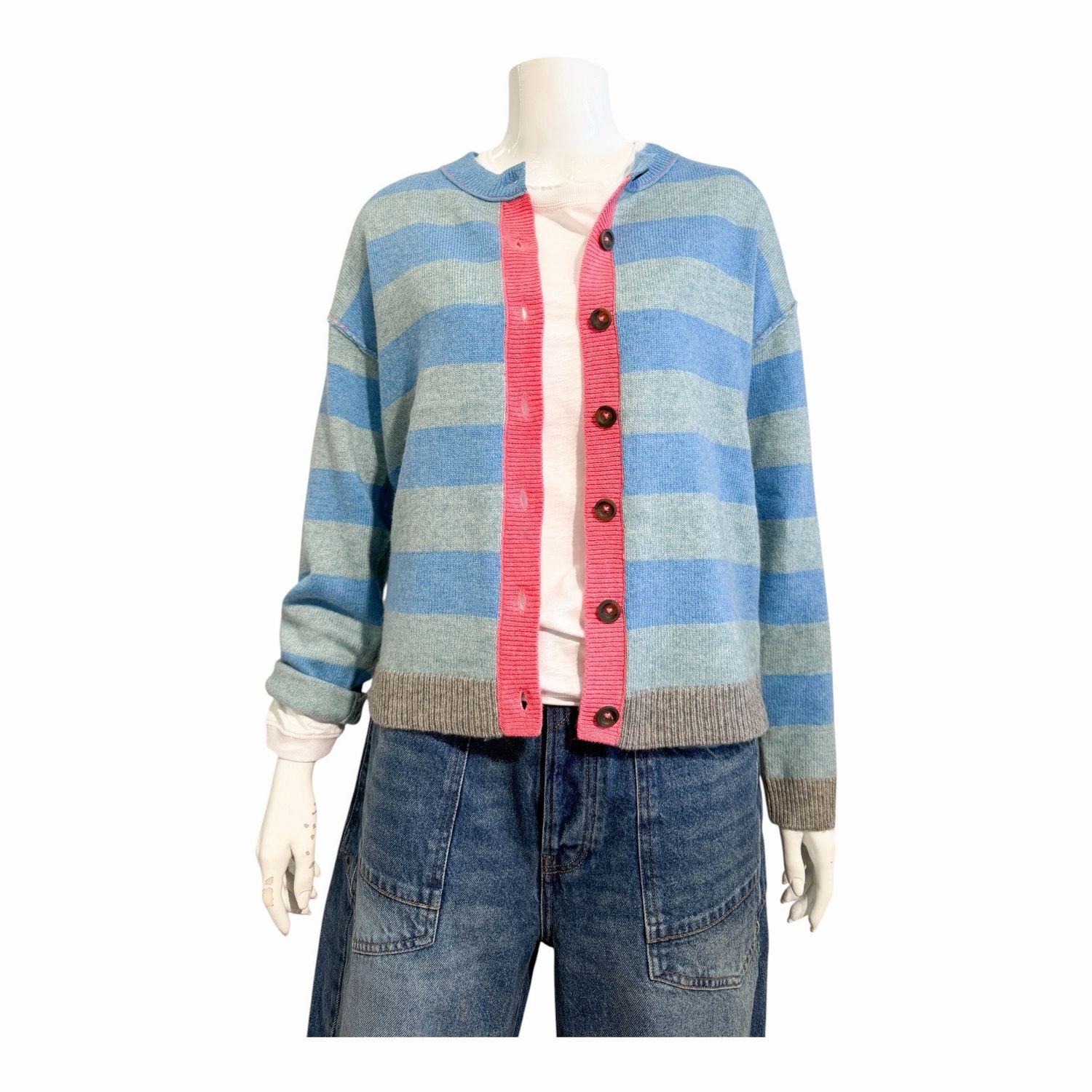 446730 kuscheliger Stripecardigan blue mlt WHITE STUFF