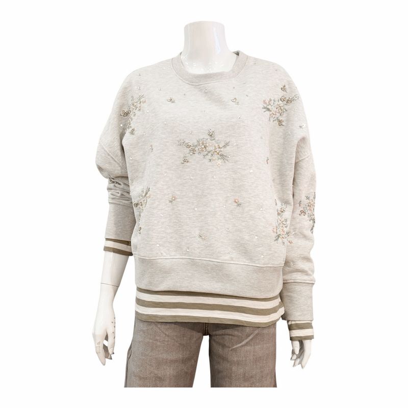 51668 mit Perlen bestickter Oversize Sweater silber grünTHE SHIRT PROJECT 51668 mit Perlen bestickter Oversize Sweater silber grünTHE SHIRT PROJECT