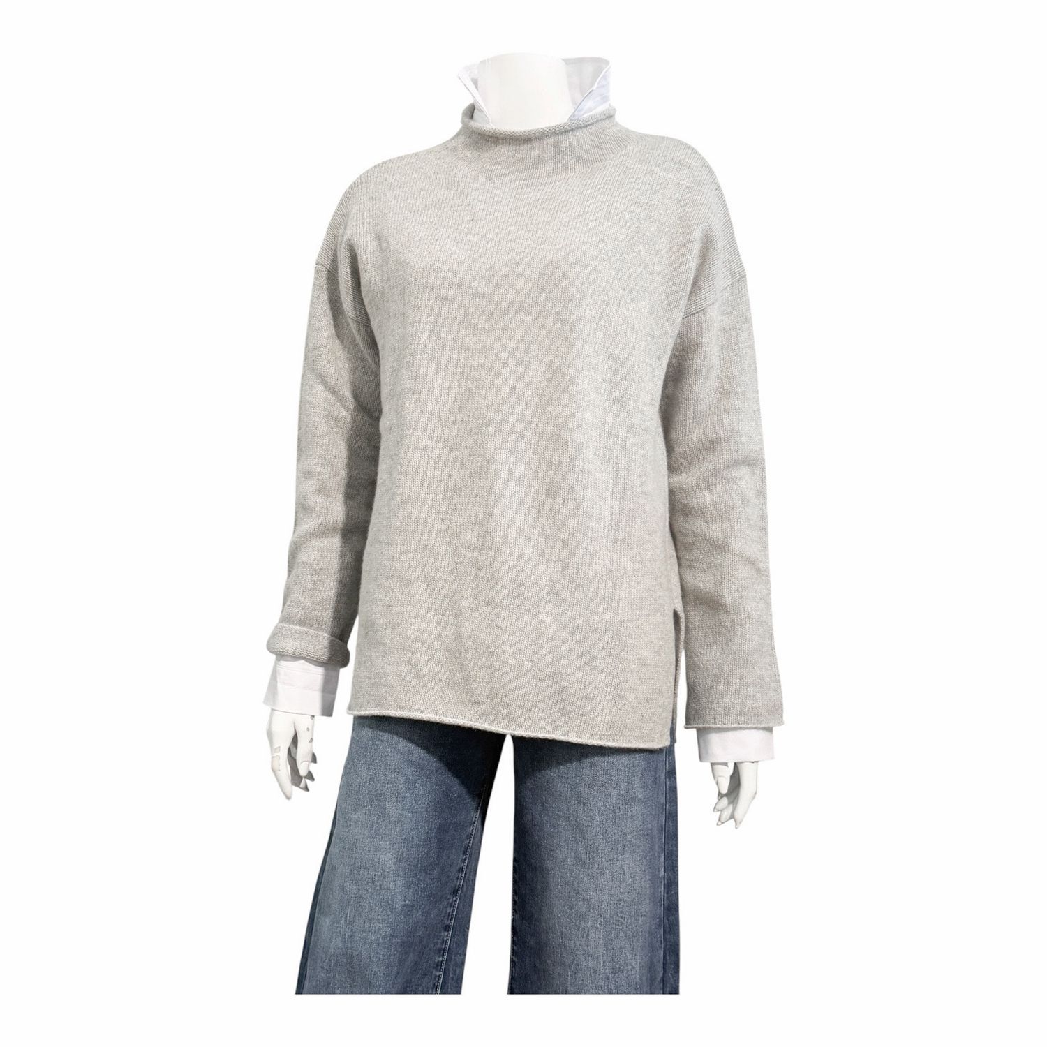 51738 weicher Mockneck Pullover REINE WOLLE light grey mel. THE SHIRT PROJECT 51738 weicher Mockneck Pullover REINE WOLLE light grey mel. THE SHIRT PROJECT