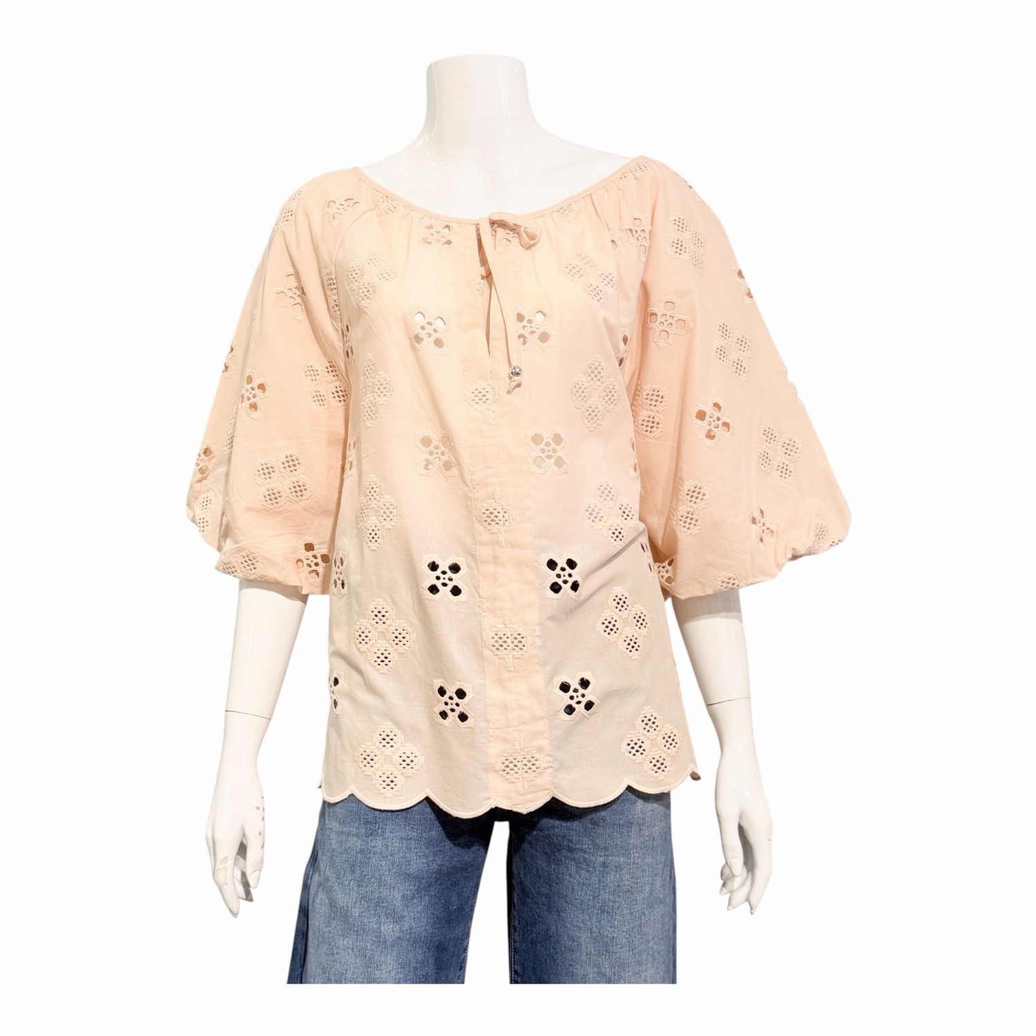 Josephine Bluse mit Lochstickerei beige RINO&PELLE Josephine Bluse mit Lochstickerei beige RINO&PELLE