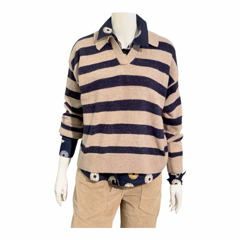 446604 Stripe Pullover navy taupe melange WHITE STUFF 446604 Stripe Pullover navy taupe melange WHITE STUFF