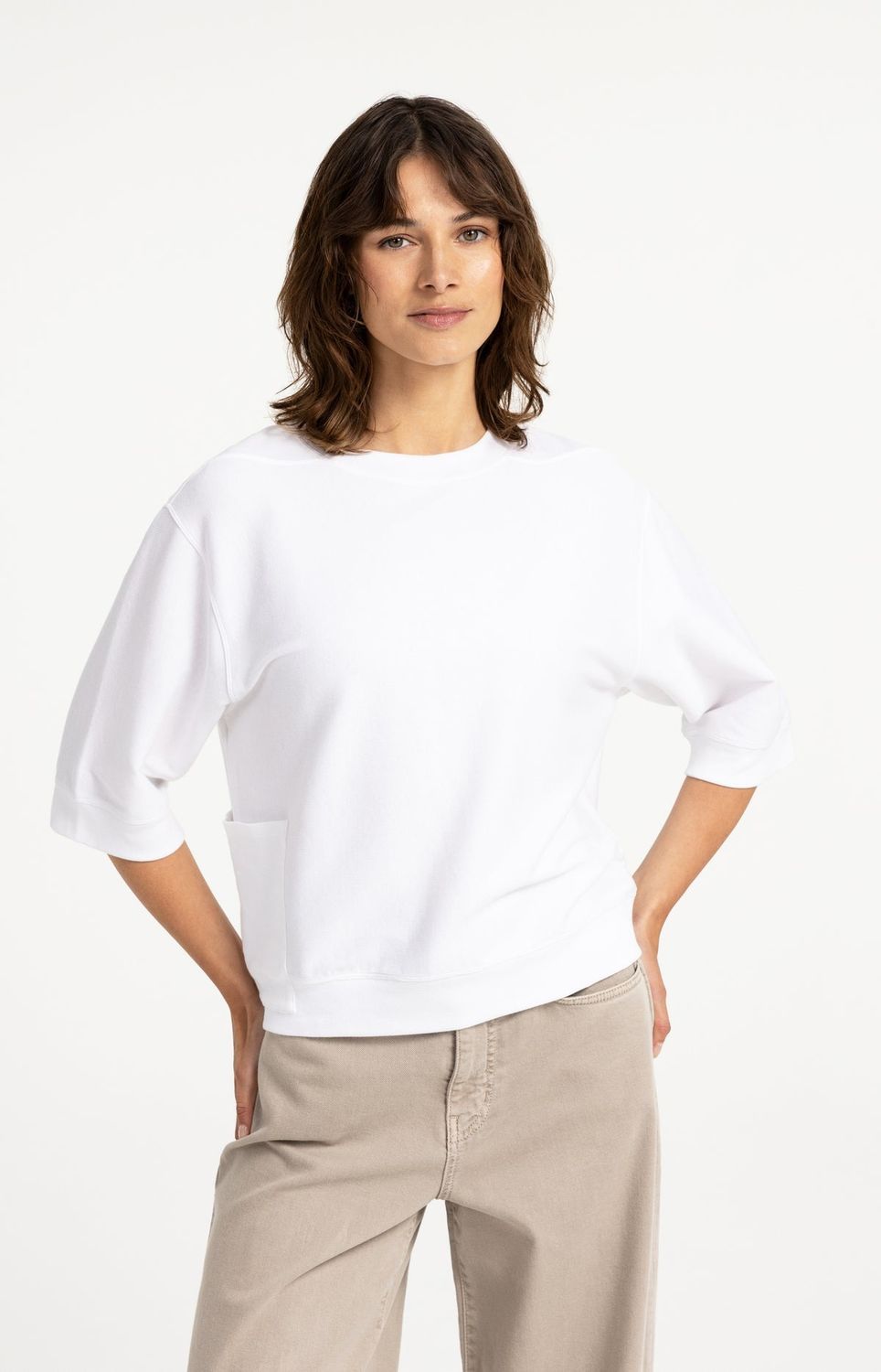 01-709407 Pfiffiges kurzärmeliges Jersey-Oberteil mit gerippten Abschlüssen weiß YAYA 01-709407 Pfiffiges kurzärmeliges Jersey-Oberteil mit gerippten Abschlüssen weiß YAYA