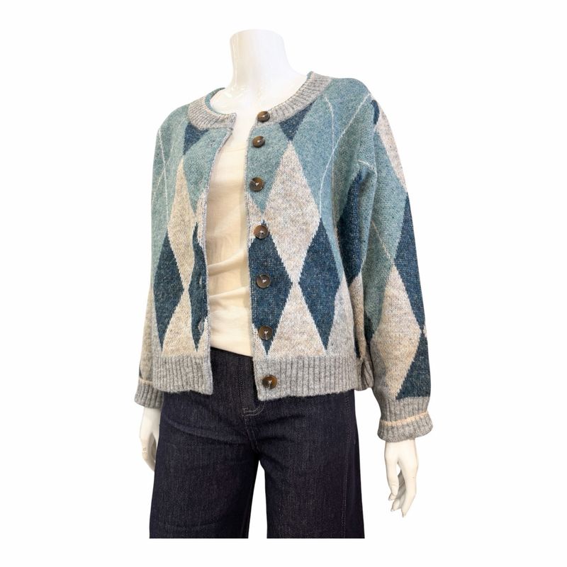 446725 kuscheliger Rhombencardigan petrol blue mlt. WHITE STUFF