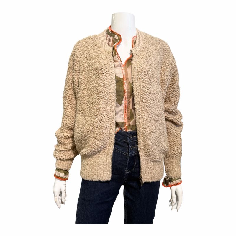 SRB5073 Boucle Bomber latte RED BUTTON SRB5073 Boucle Bomber latte RED BUTTON