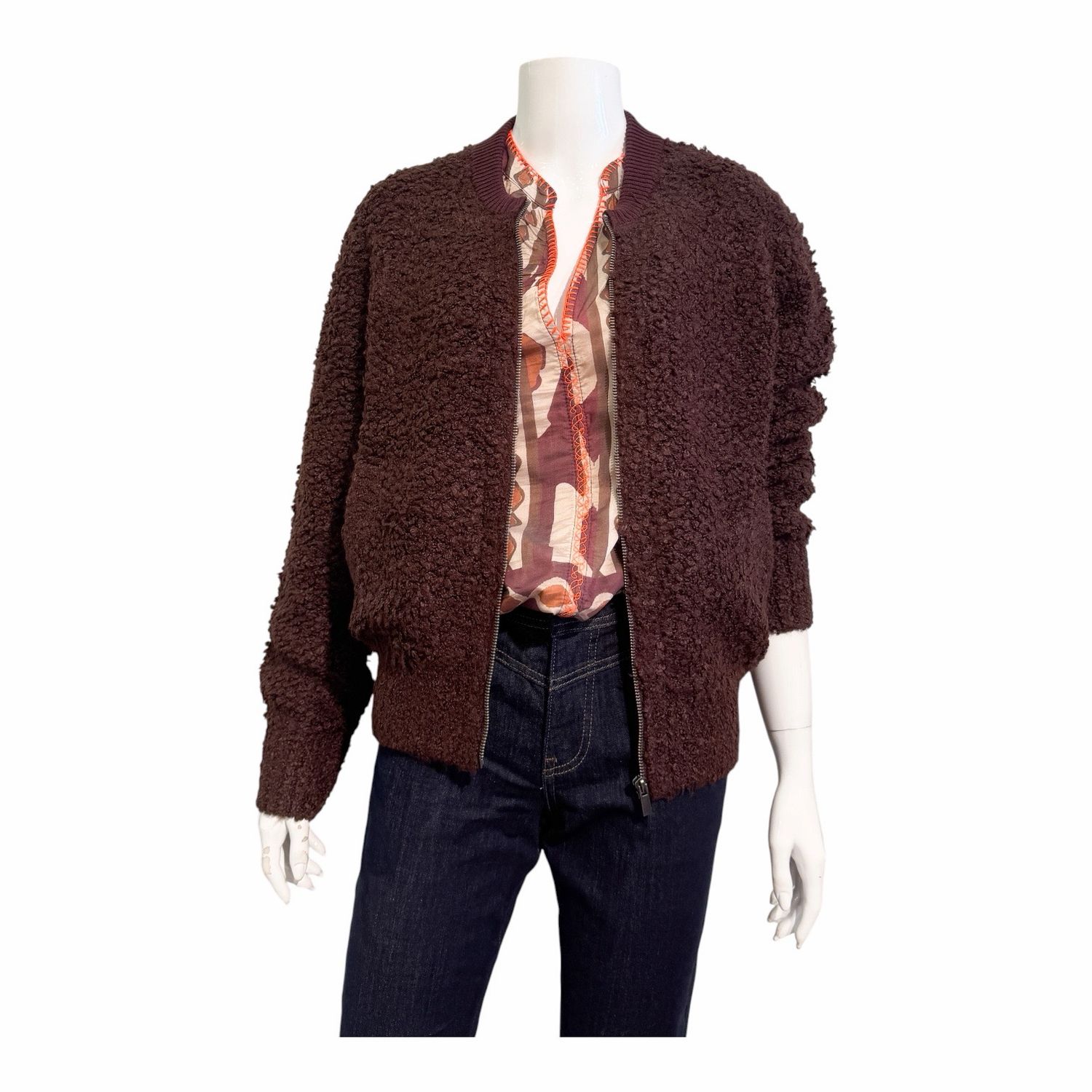 SRB5073 Boucle Bomber burgundy RED BUTTON SRB5073 Boucle Bomber burgundy RED BUTTON