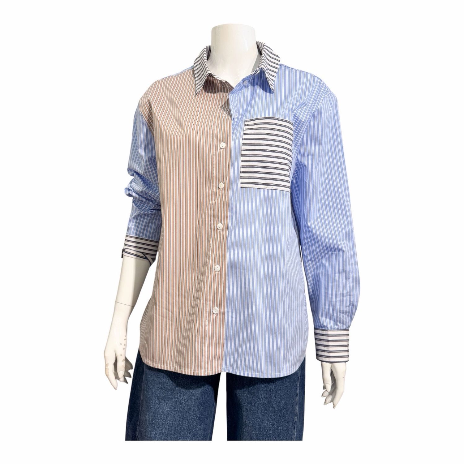 51841 Oversize Hemdbluse blue stripe THE SHIRT PROJECT 51841 Oversize Hemdbluse blue stripe THE SHIRT PROJECT