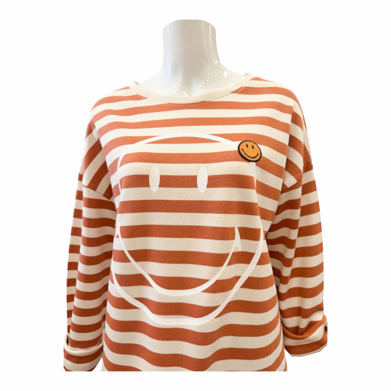 51846 Stripeshirt mit Smiley ecru caramel THE SHIRT PROJECT 51846 Stripeshirt mit Smiley ecru caramel THE SHIRT PROJECT