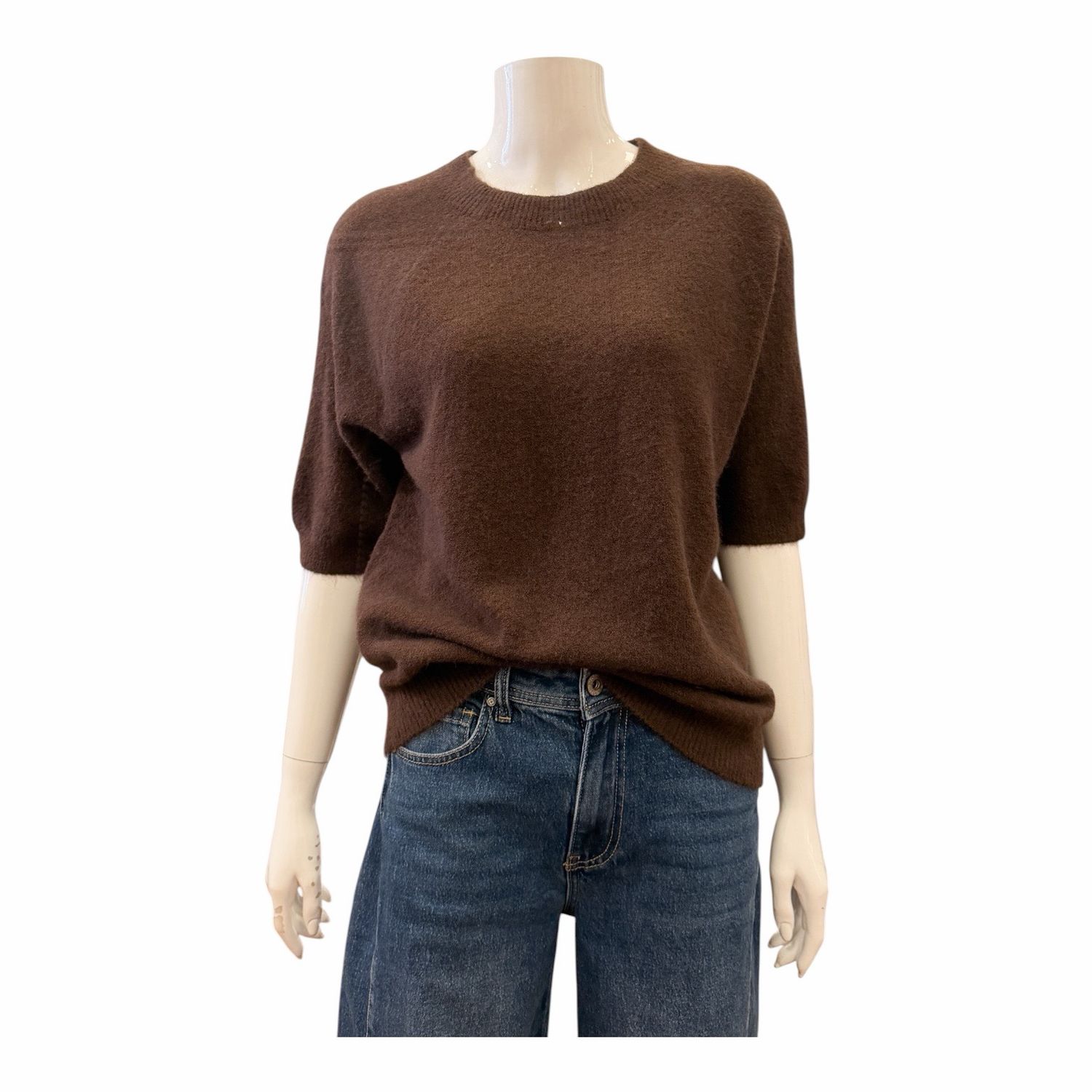 REGINA flauschiger Kurzarmpullover brown AMAZE REGINA flauschiger Kurzarmpullover brown AMAZE