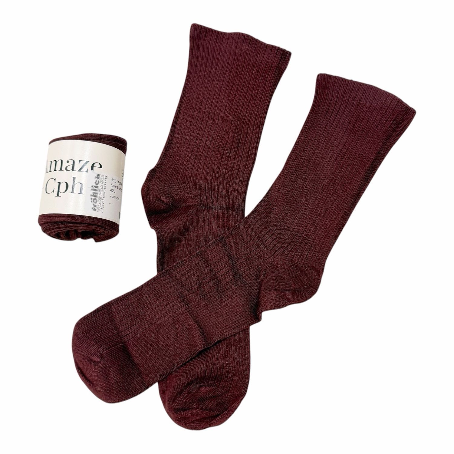 Rippsocken ohne Bündchen burgund AMAZE Rippsocken ohne Bündchen burgund AMAZE