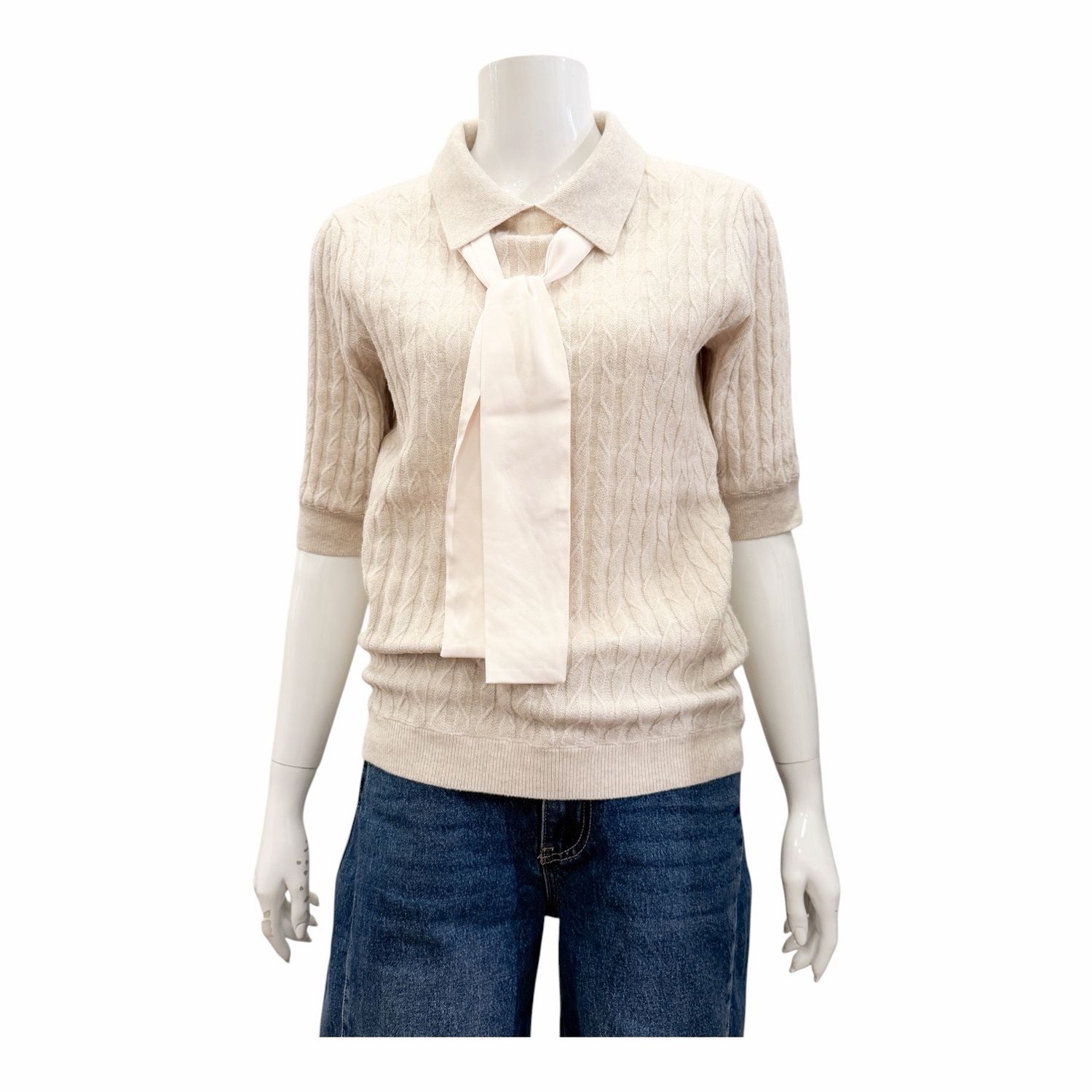 SLK452-9065 Polopullover mit Krawattenband BLOOMINGS SLK452-9065 Polopullover mit Krawattenband BLOOMINGS