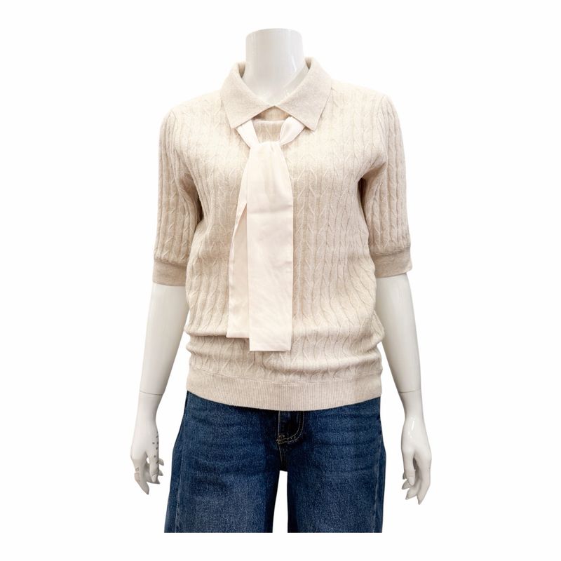 SLK452-9065 Polopullover mit Krawattenband BLOOMINGS SLK452-9065 Polopullover mit Krawattenband BLOOMINGS