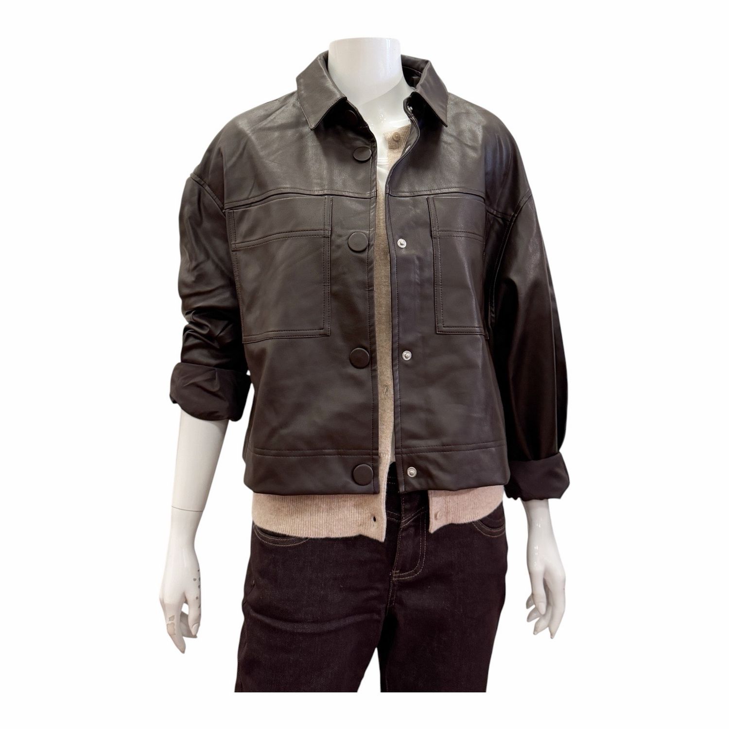 BREE coole kastige Kunstlederjacke auf Viscosebasis espresso RINO&PELLE BREE coole kastige Kunstlederjacke auf Viscosebasis espresso RINO&PELLE