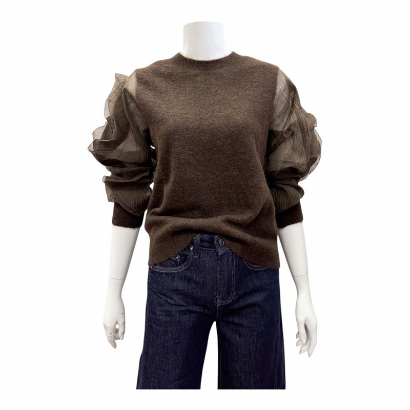 01-000638 Pullover mit Rüschenärmeln slate brown YAYA 01-000638 Pullover mit Rüschenärmeln slate brown YAYA