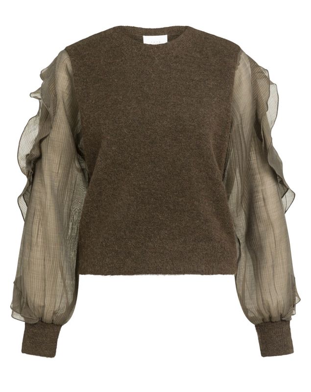01-000638 Pullover mit Rüschenärmeln slate brown YAYA 01-000638 Pullover mit Rüschenärmeln slate brown YAYA