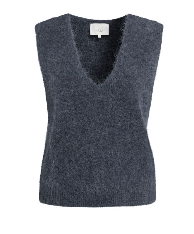 01-000635 Weicher Pullunder mit tiefem V Ausschnitt odyssey grey YAYA 01-000635 Weicher Pullunder mit tiefem V Ausschnitt odyssey grey YAYA