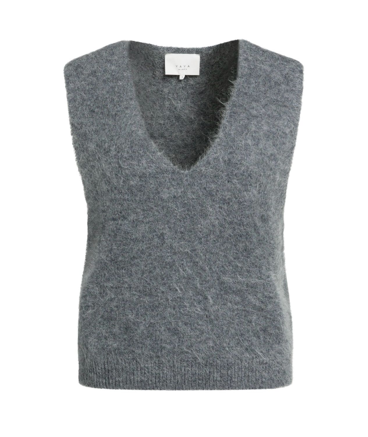 01-000635 Weicher Pullunder mit tiefem V Ausschnitt grey melange YAYA 01-000635 Weicher Pullunder mit tiefem V Ausschnitt grey melange YAYA