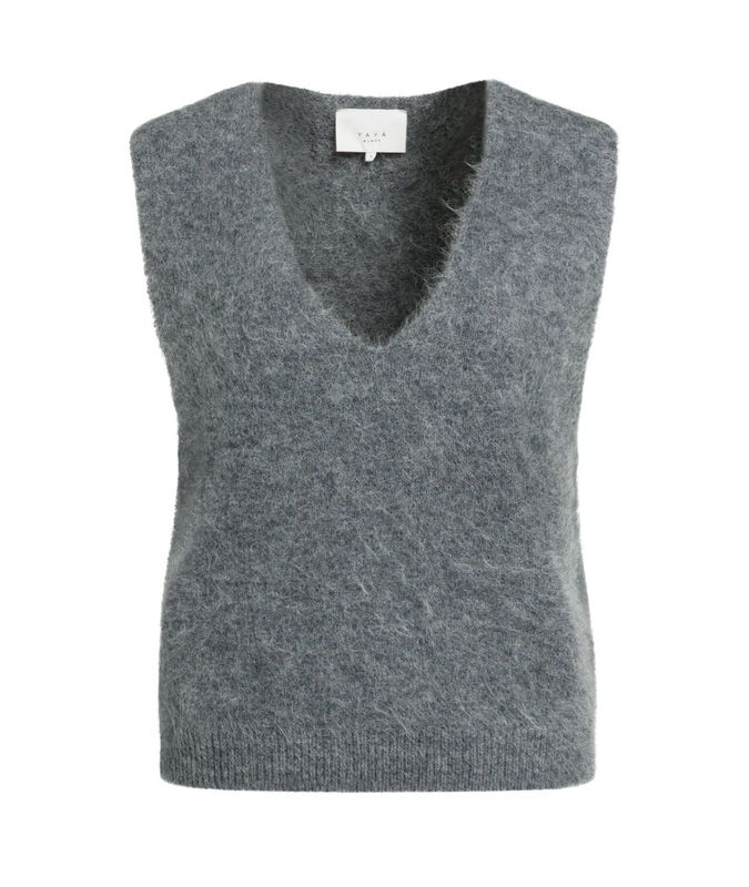 01-000635 Weicher Pullunder mit tiefem V Ausschnitt grey melange YAYA 01-000635 Weicher Pullunder mit tiefem V Ausschnitt grey melange YAYA