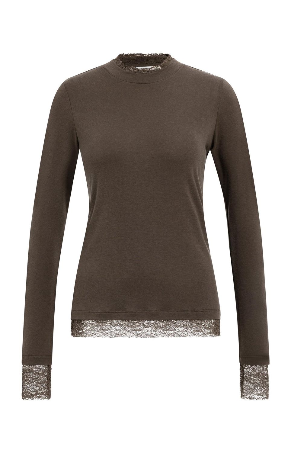 01-709422 Jersey Shirt mit Spitzendetails braun YAYA 01-709422 Jersey Shirt mit Spitzendetails braun YAYA