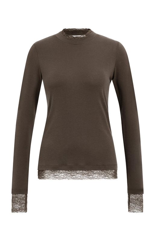 01-709422 Jersey Shirt mit Spitzendetails braun YAYA 01-709422 Jersey Shirt mit Spitzendetails braun YAYA