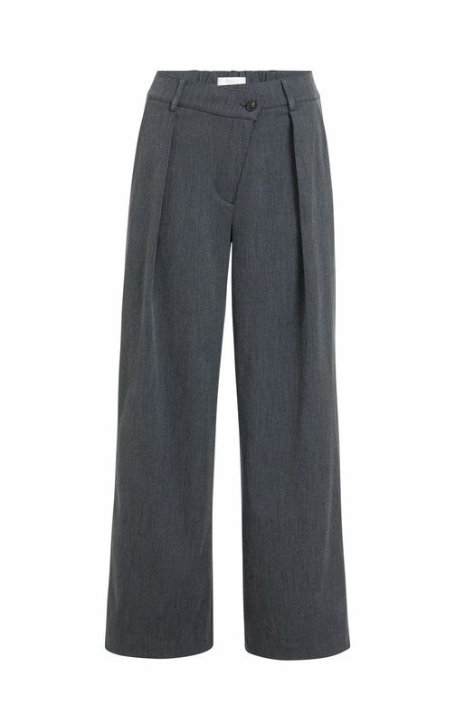 01-301286 Gewebte Hose mit weitem Bein und asymmetrischem Verschluss cat black( grau ) mel. YAYA 01-301286 Gewebte Hose mit weitem Bein und asymmetrischem Verschluss cat black( grau ) mel. YAYA