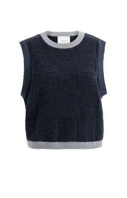 01-000634 Weicher Strick-Spenzer mit Kontrastborten cat black ( grau blau ) YAYA 01-000634 Weicher Strick-Spenzer mit Kontrastborten cat black ( grau blau ) YAYA