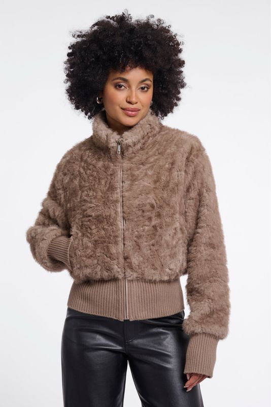 QUIRIJN Retro Fake Fur Blouson mocha latte RINO&PELLE