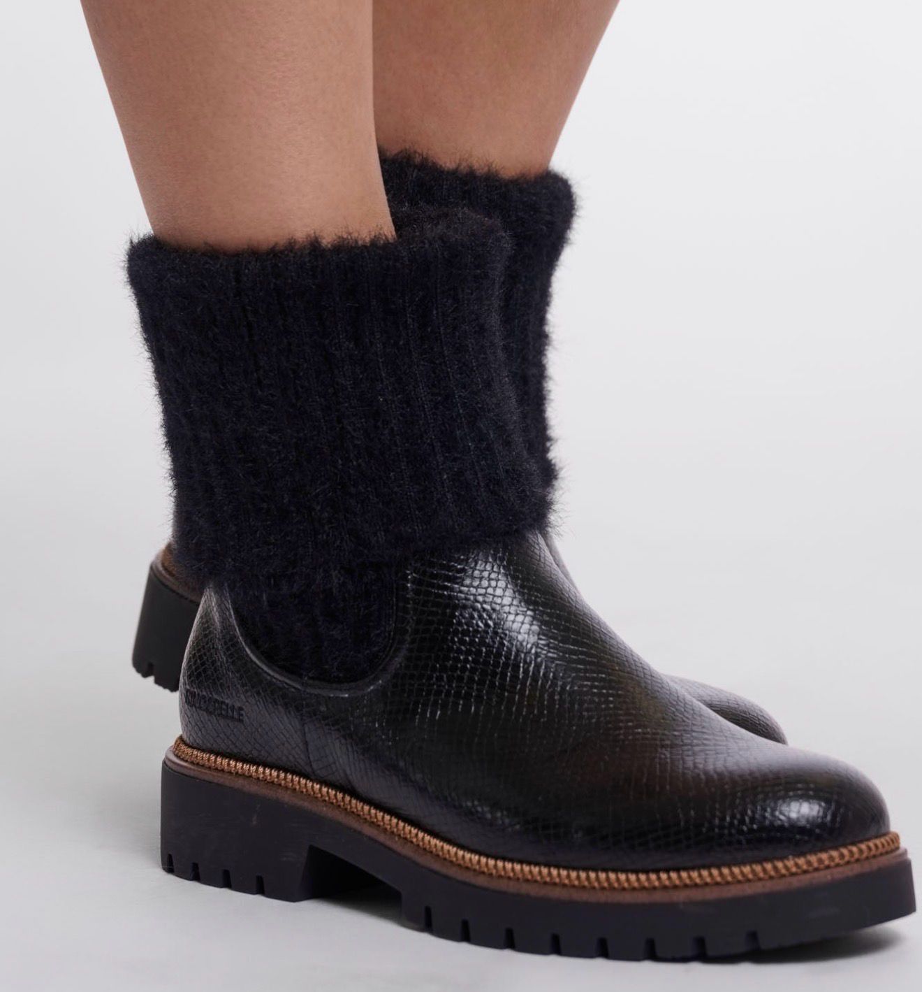 CALEB Booty mit Strickstulpe black RINO&PELLE - für dicke Socken eine Größe größer kaufen CALEB Booty mit Strickstulpe black RINO&PELLE - für dicke Socken eine Größe größer kaufen