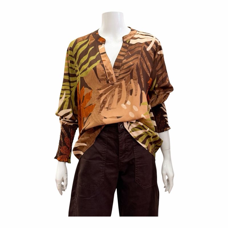 311324 Viscosebluse rost braun  gemustert HOUSE OF PINK