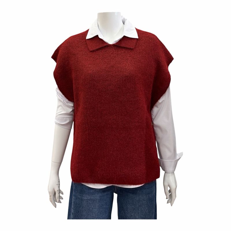 IAYLVA Pullunder mit Knopfleiste burgundy ICHI