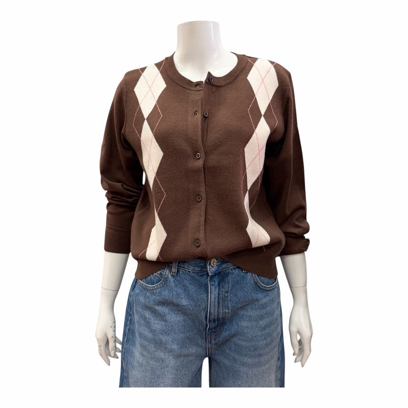 IHFOLEY Rhombencardigan braun offwhite ponk IHFOLEY Rhombencardigan braun offwhite ponk