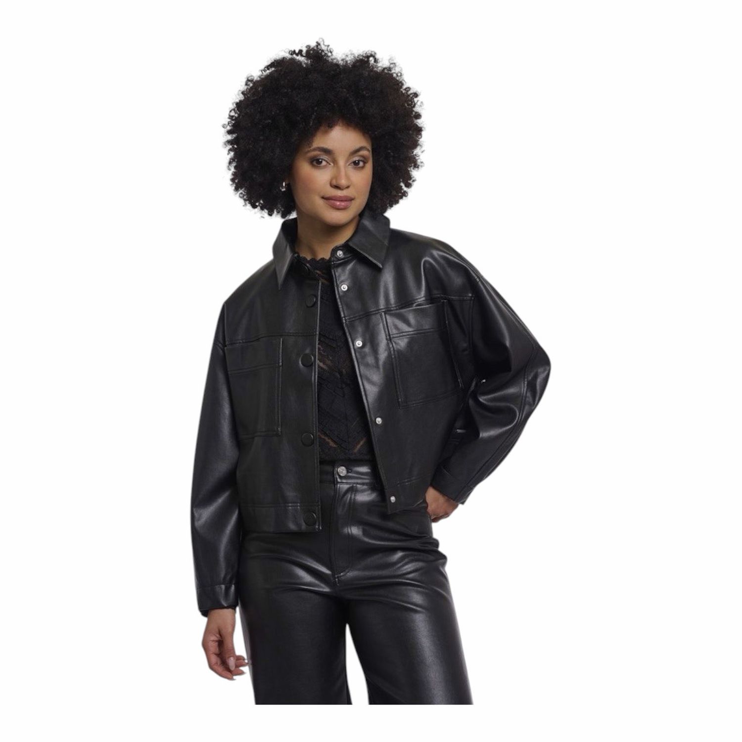 BREE coole kastige Kunstlederjacke auf Viscosebasis black RINO&PELLE BREE coole kastige Kunstlederjacke auf Viscosebasis black RINO&PELLE