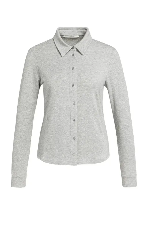 01-209250 Jerseybluse mit Kragen grey melange YAYA