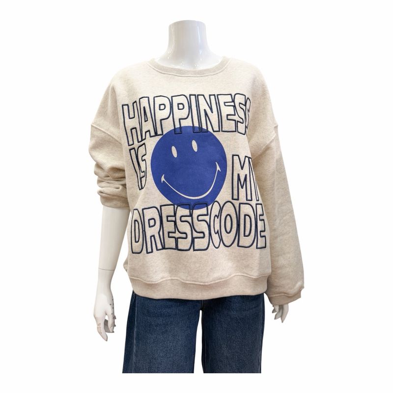 51976 Sweater Smiley ecru grau mel.kobalt THE SHIRT PROJECT - leicht Oversize 51976 Sweater Smiley ecru grau mel.kobalt THE SHIRT PROJECT - leicht Oversize