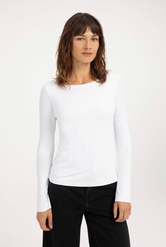 01-709437 Jerseyshirt mit ausgestellten Ärmeln pure white YAYA