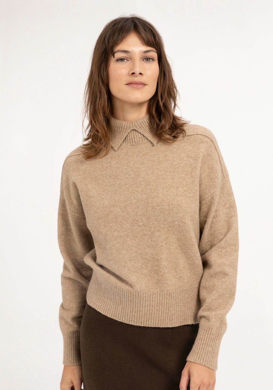 01-000661 Strickpullover mit Polokragen dark beige mel. YAYA 01-000661 Strickpullover mit Polokragen dark beige mel. YAYA