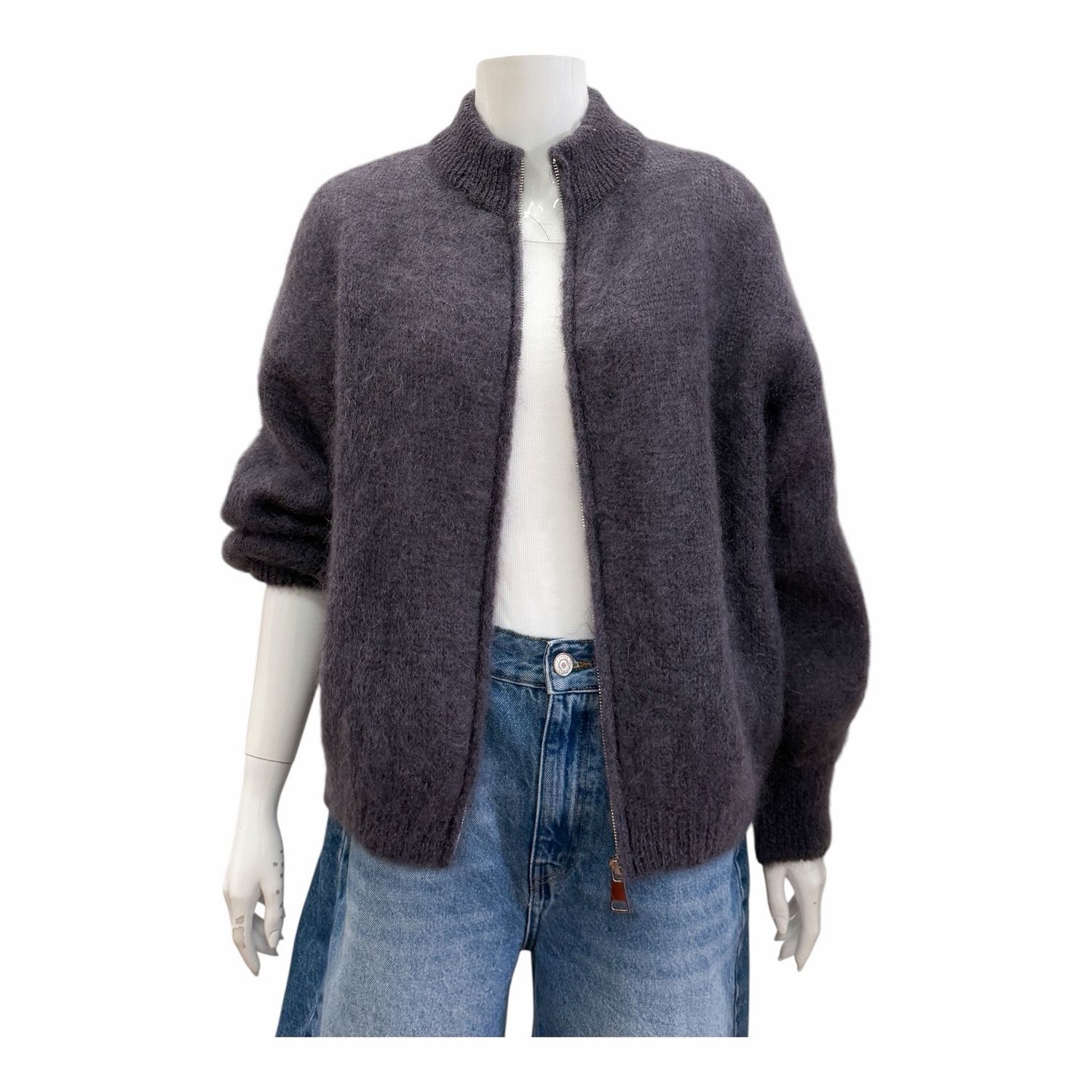 PAP21 KID MOHAIR Cardigan  dark grey BODY TOUCH