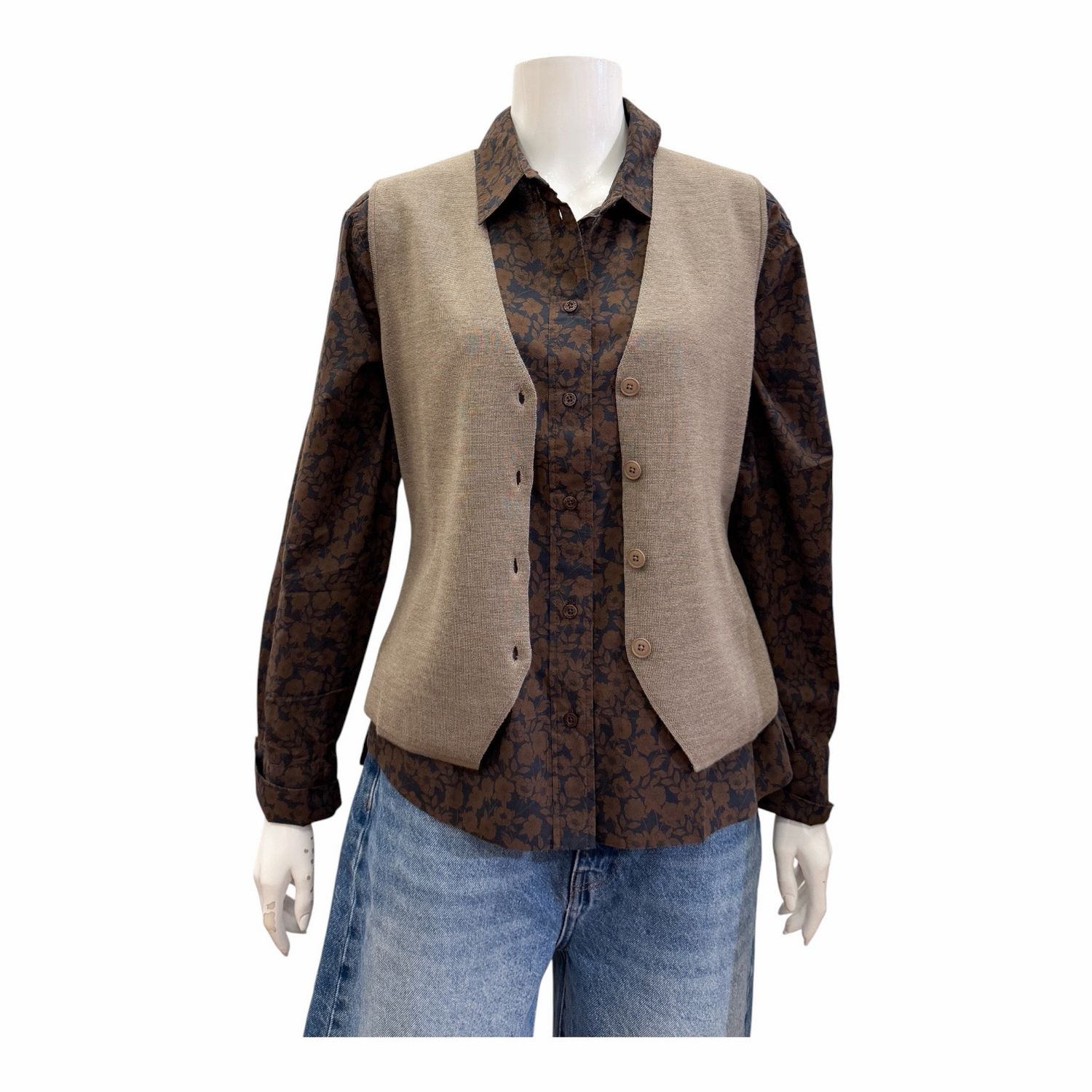 8993-1654 Strick Gilet Weste taupe EMILY VAN DEN BERGH eine Größe Grösser kaufen 8993-1654 Strick Gilet Weste taupe EMILY VAN DEN BERGH eine Größe Grösser kaufen