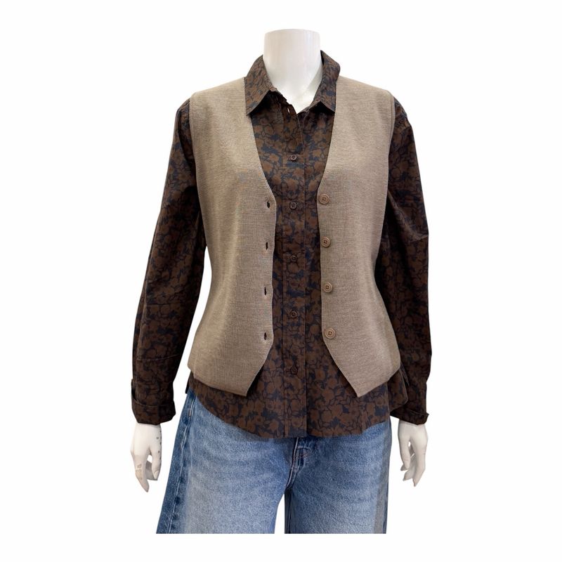 8993-1654 Strick Gilet Weste taupe EMILY VAN DEN BERGH eine Größe Grösser kaufen 8993-1654 Strick Gilet Weste taupe EMILY VAN DEN BERGH eine Größe Grösser kaufen