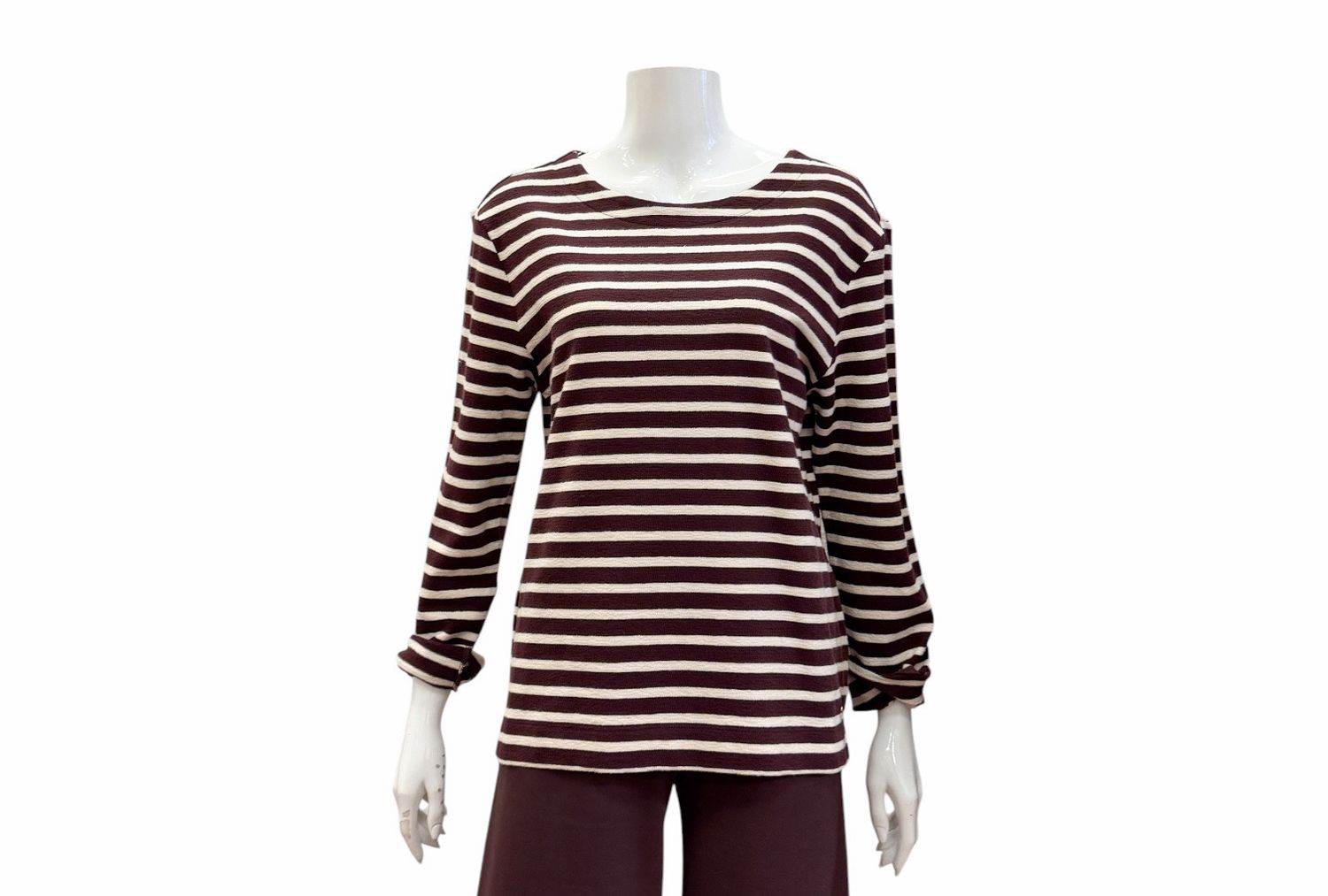 SRB5085B TERRY gestricktes stripe Langarmshirt dark berry /creme RED BUTTON Herbst