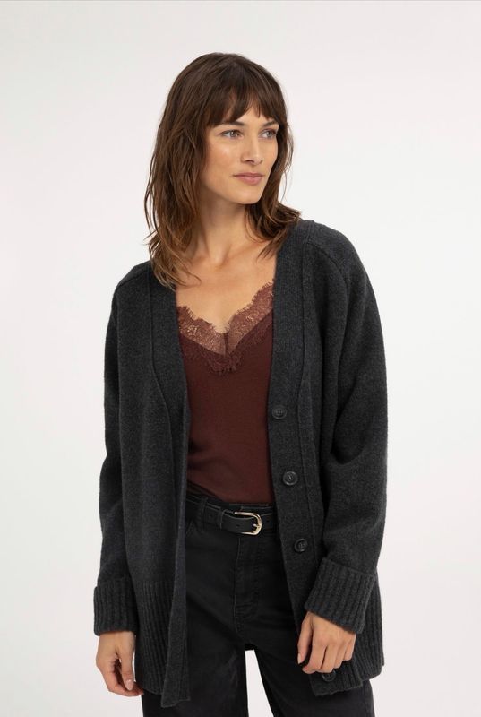 01-010178 Oversize Cardigan dark anthracite melange YAYA 01-010178 Oversize Cardigan dark anthracite melange YAYA