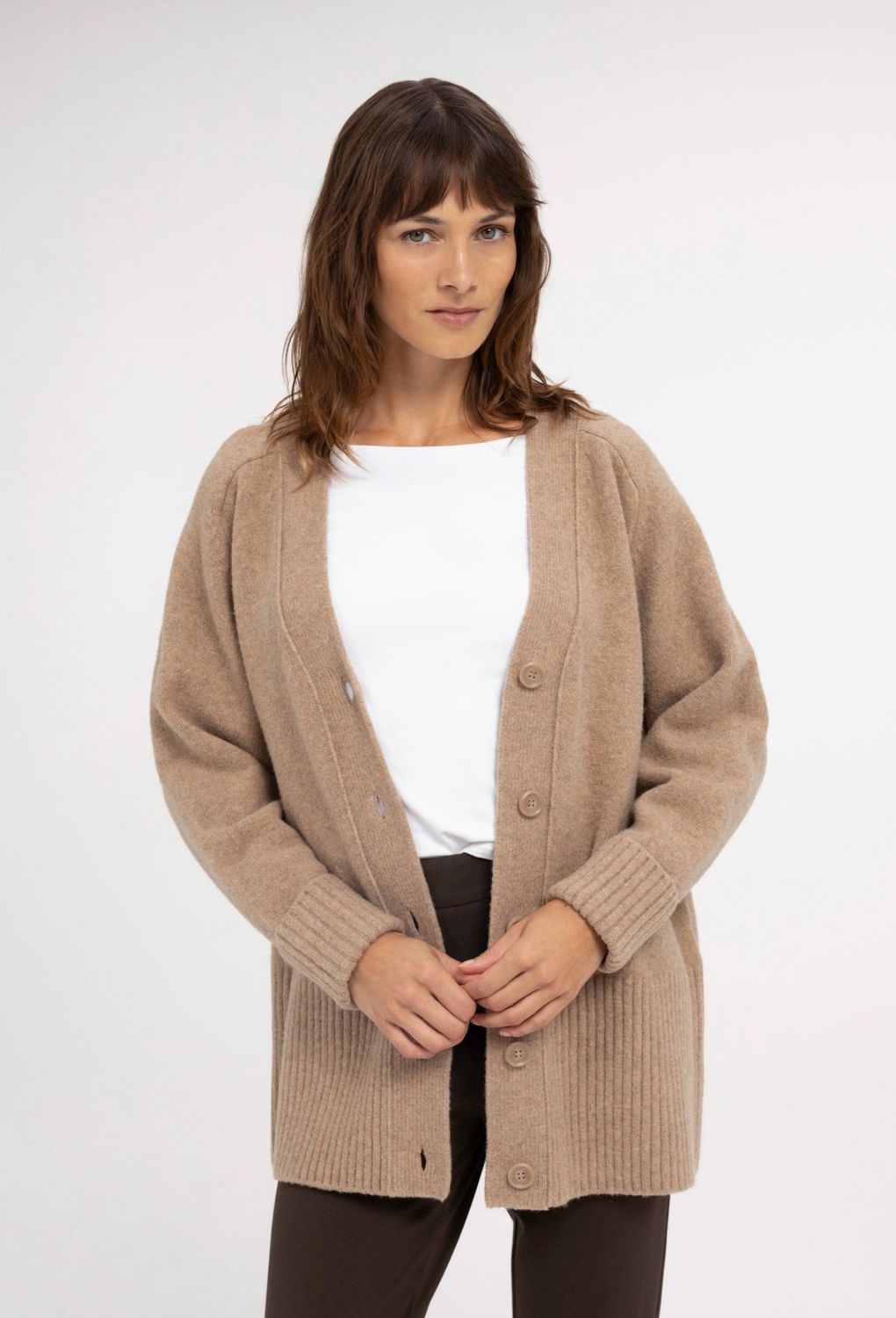 01-010178 Oversize Cardigan dark beige melange YAYA 01-010178 Oversize Cardigan dark beige melange YAYA