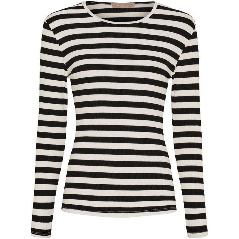 7702 Begonia Rib Unterziehshirt weiß schwarzMARTA DU CHATEAU