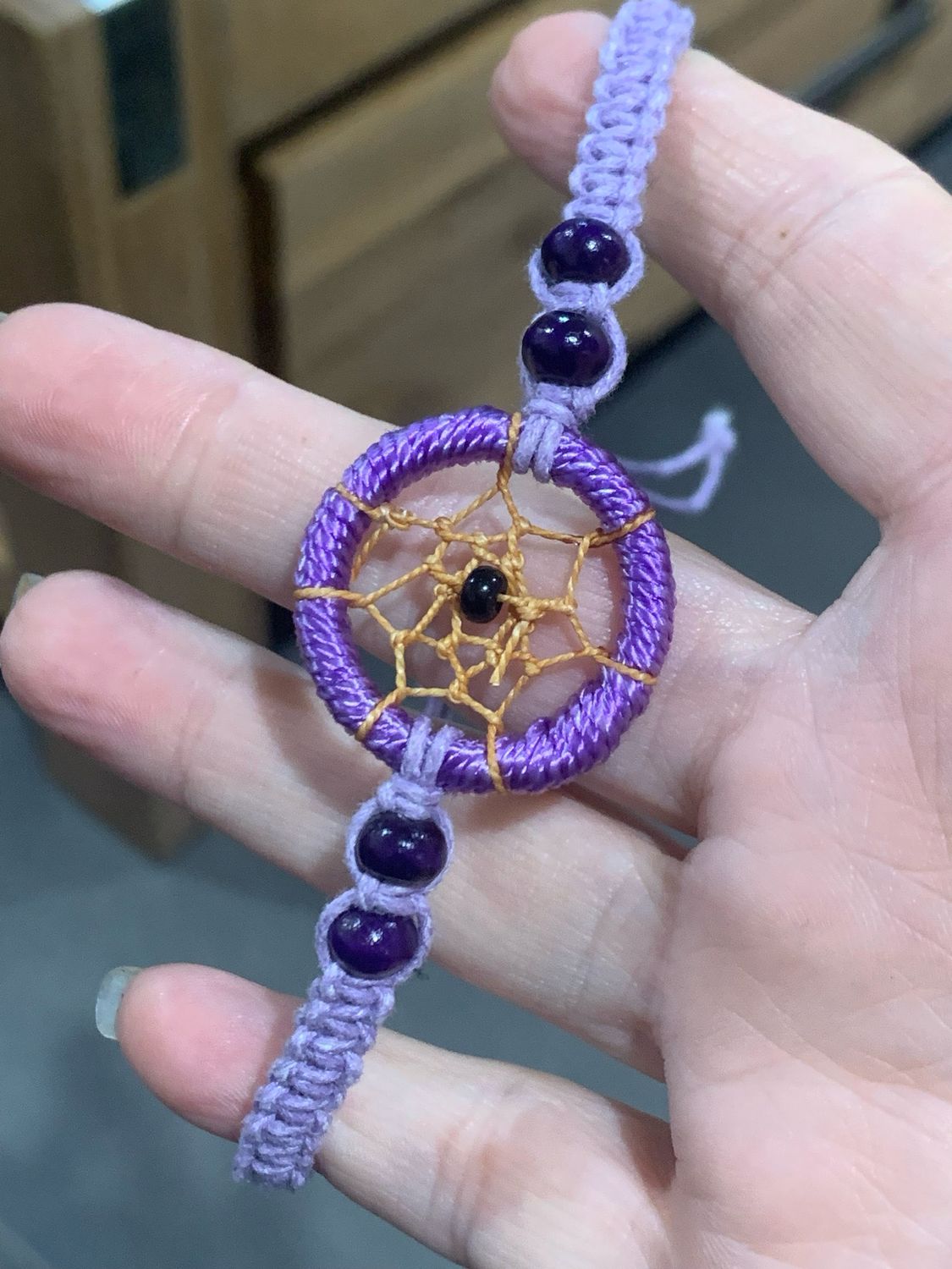 DREAM CATCHER MACRAMÉ AJUSTABLE BRACELET - Purple